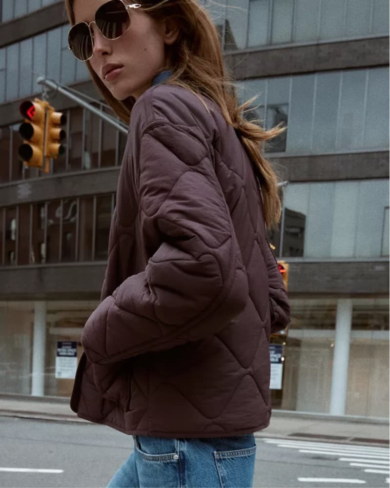 Dark Maroon Quilted Jacket  - Image 3