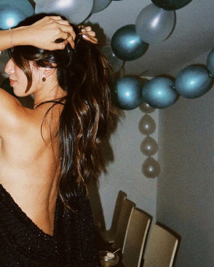 Black Sparkly Halter Backless Dress - Image 3