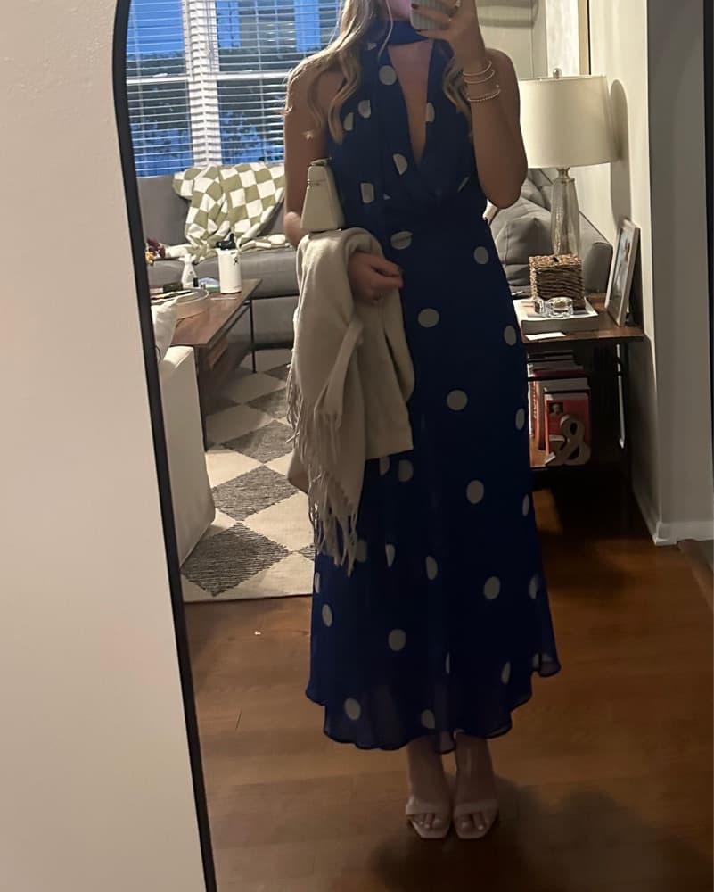 Zara Polka Dot Dress w/ Neck Scarf - Image 2