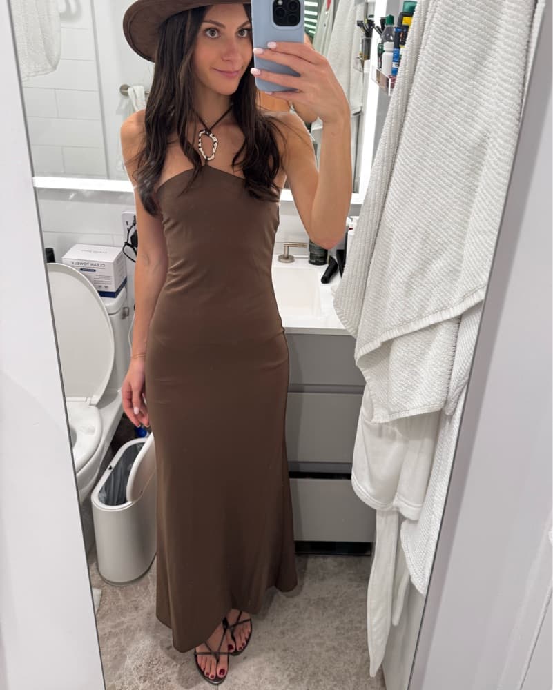 Reformation Grayson Knit Dress In Brown - Image 1