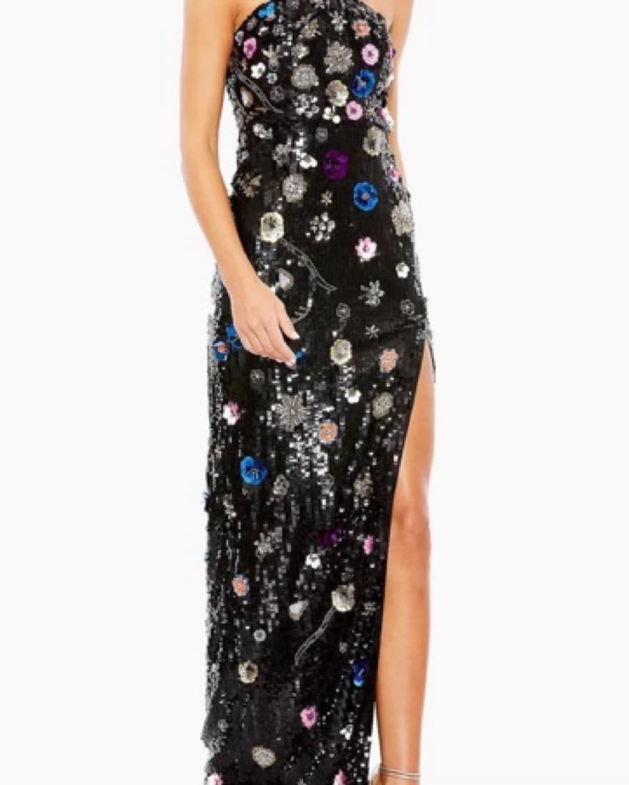 Mac Duggal sequin floral column gown - Image 1