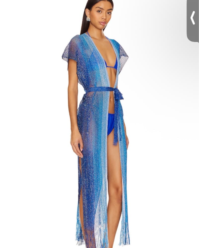 Luli Fama Long Caftan In Blue - Image 2