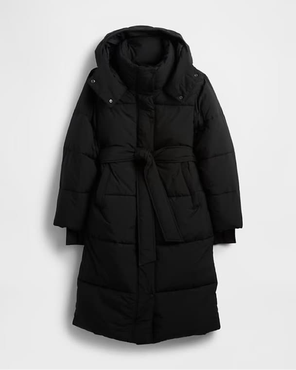 S Black Gap Belted Long Puffer Coat - Image 4