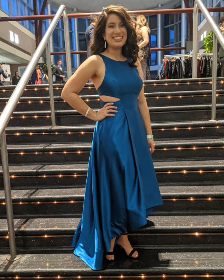 Stunning Sapphire Satin A-Line Gown - Image 2