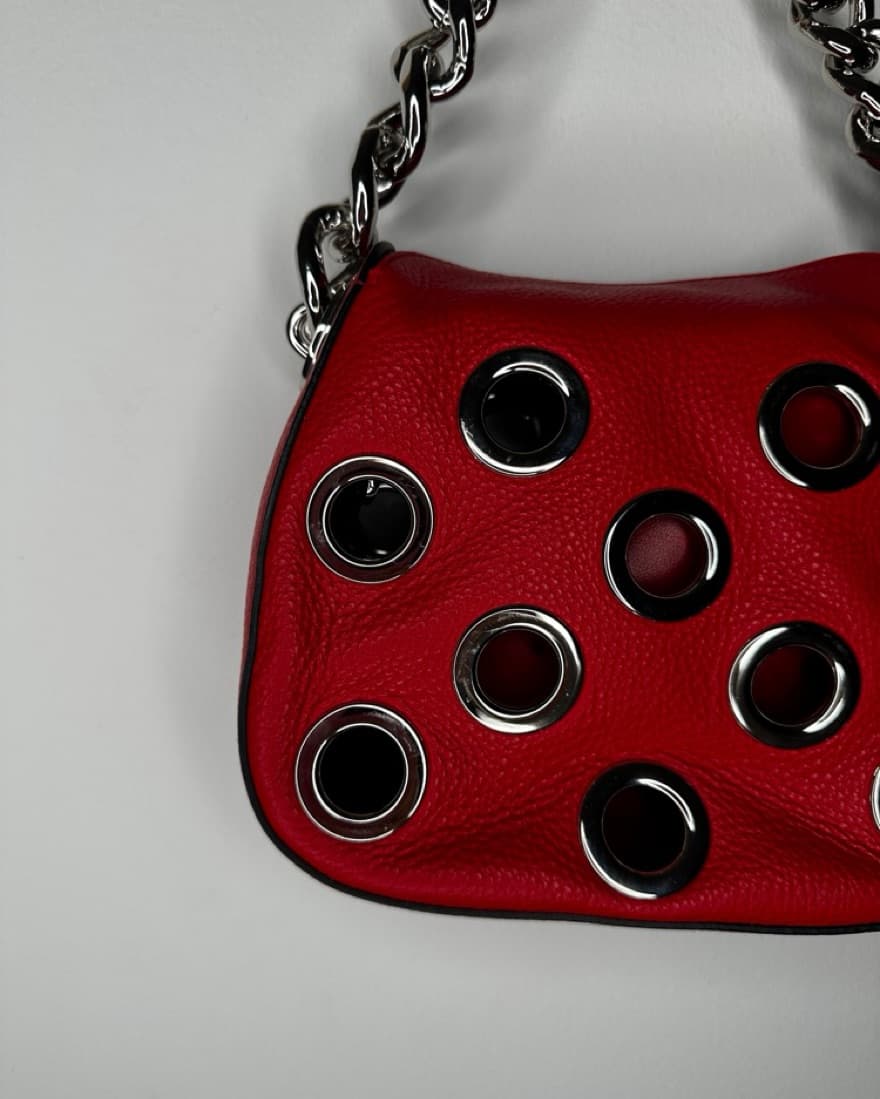Hot Red And Silver Prada Bag - Image 6