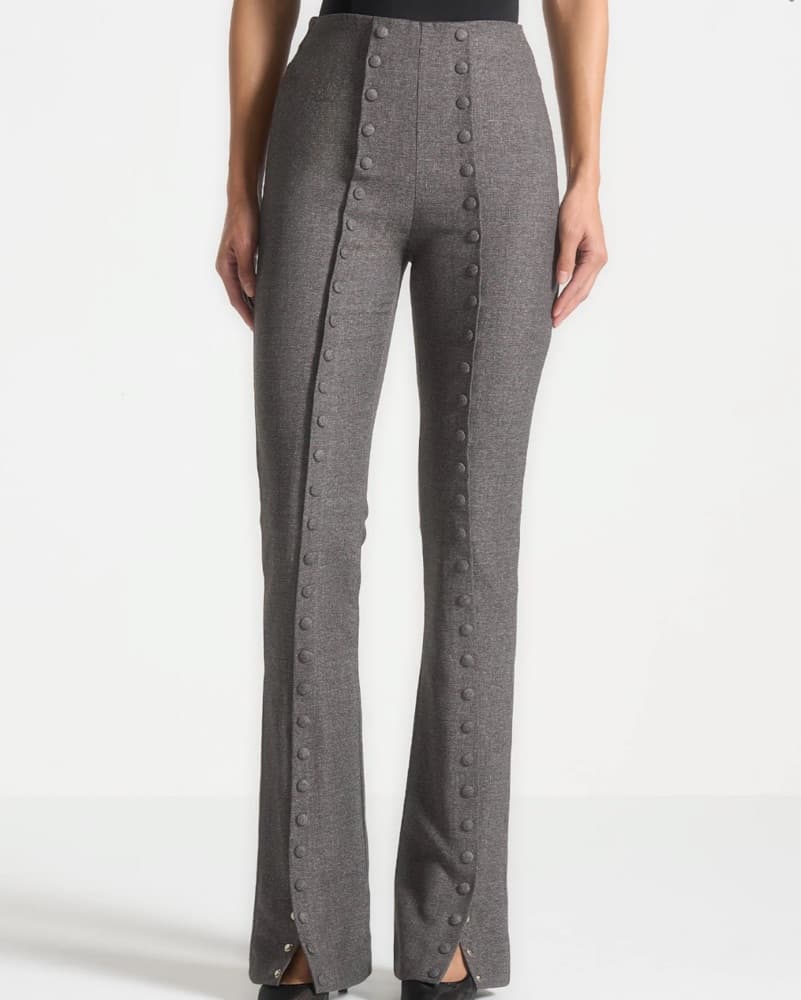 Chic Buttoned Gray Trousers - Image 1
