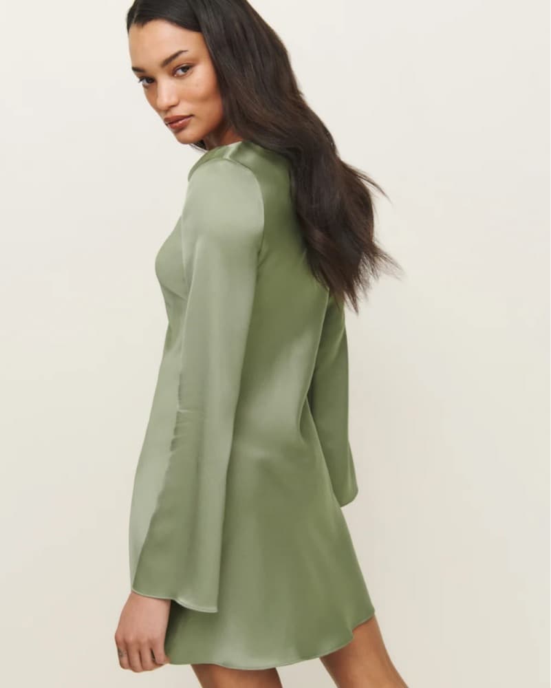 Reformation Satin Sage Dress - Image 3