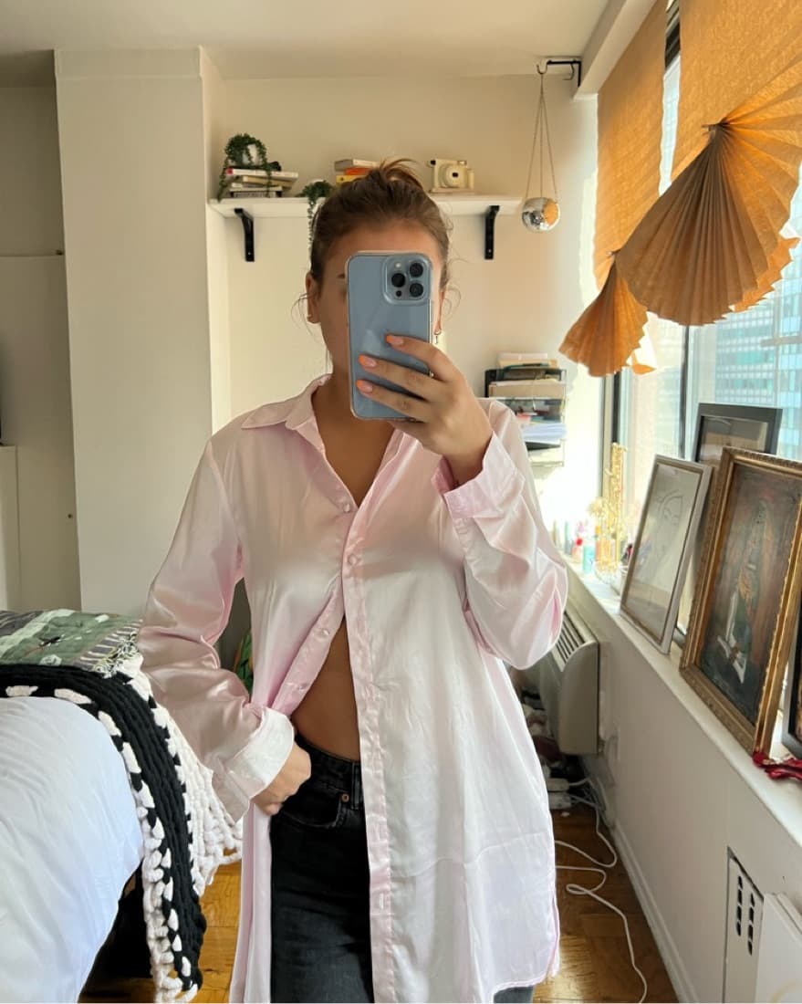 Baby Pink Silk Buttondown - Image 1