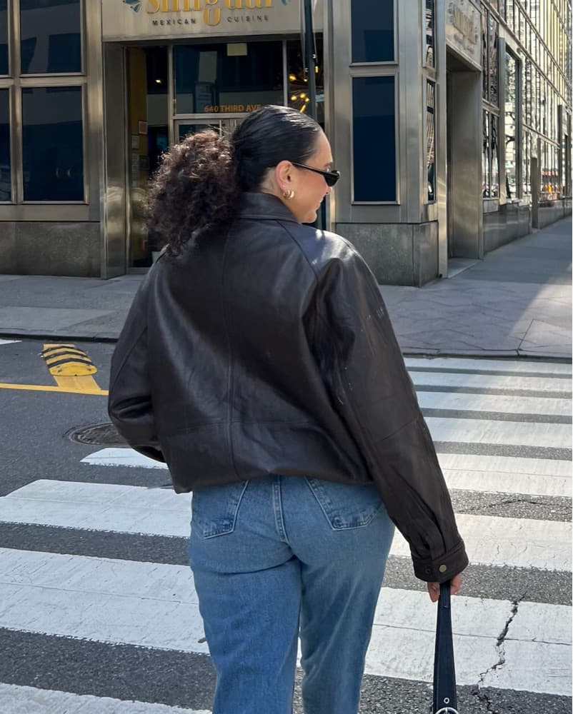 Vintage Brown Leather Bomber - Image 5