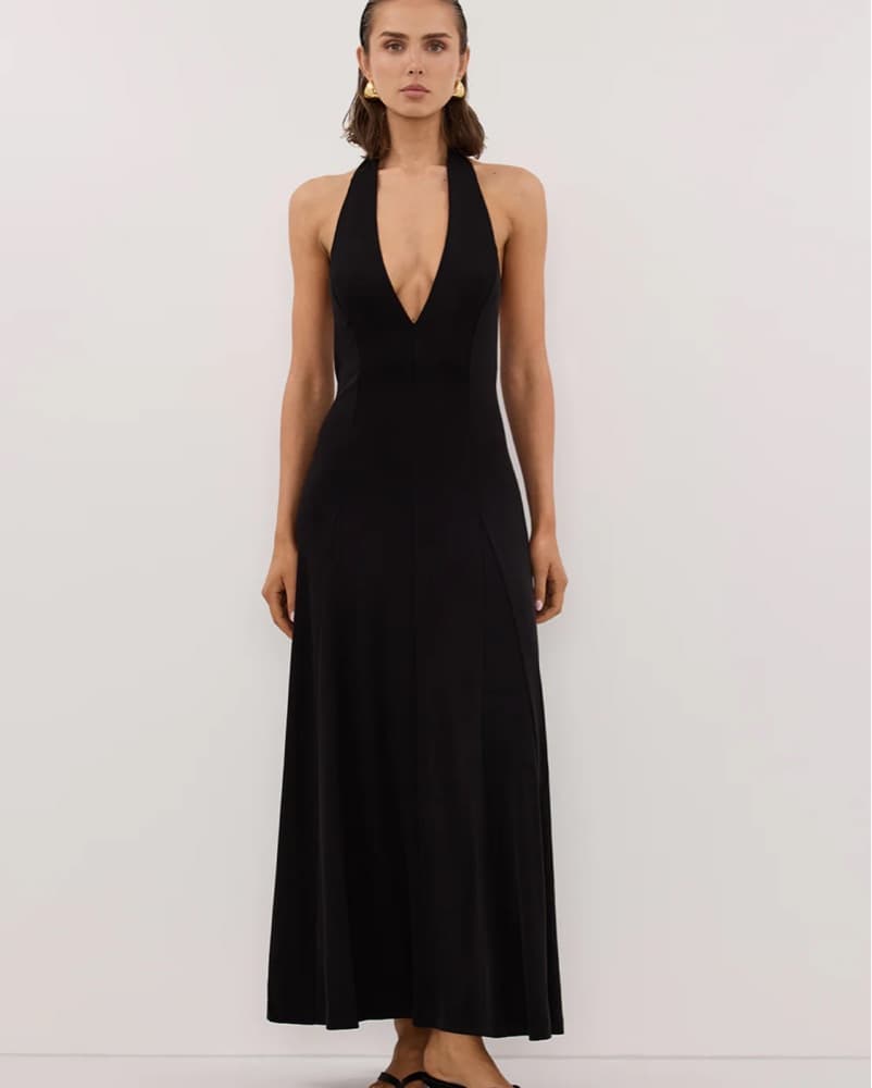 Dissh Lynn Black Halter Midi Dress - Image 1