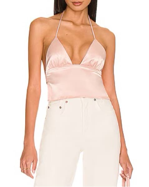 Revolve Satin Halter Top - Image 1