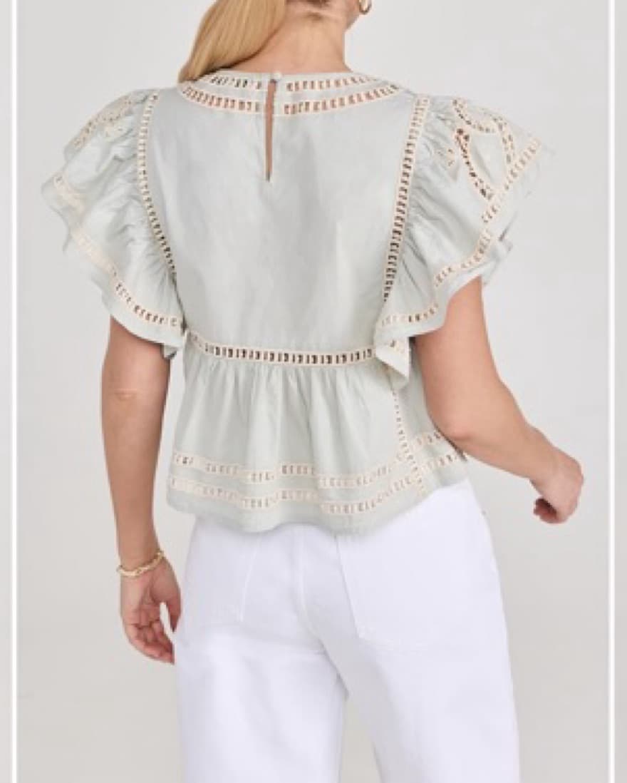 Sea Blaire Eyelet Flutter Sleeve Top - Image 2