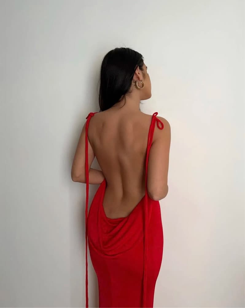 Melani the Label Red Backless Maxi Dress - Image 1