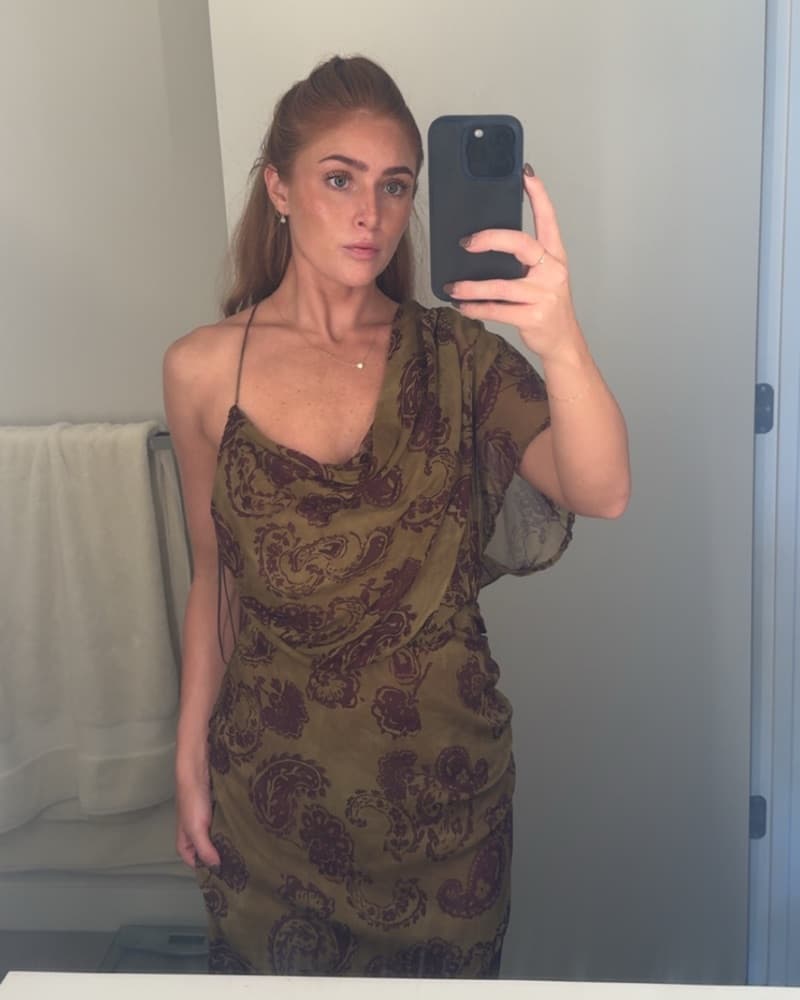 Zara Asymmetric Printed Midi Dress - Image 2