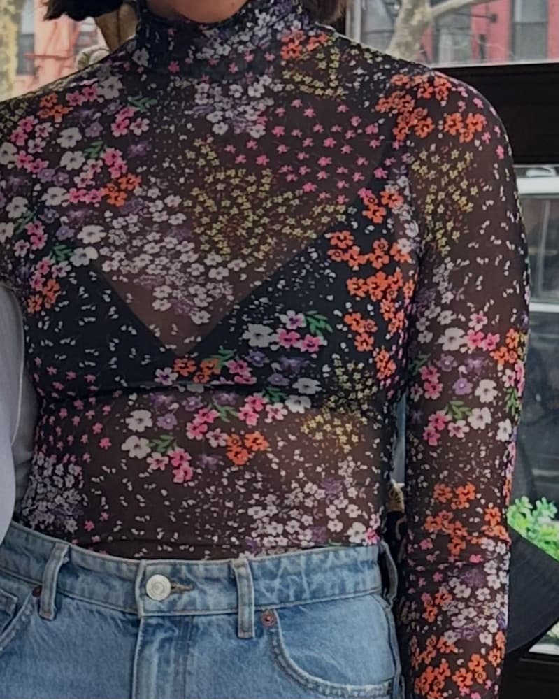 AFRM Zadie Floral Mesh Top Size S - Image 2
