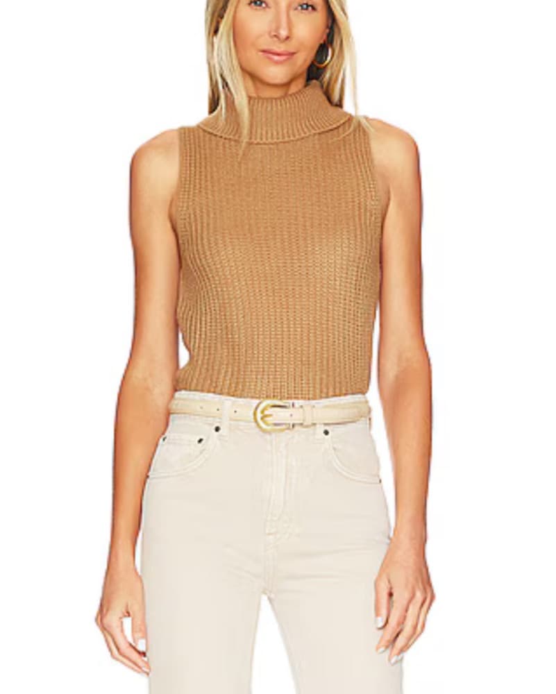 Tan Revolve Turtleneck Tank Top - Image 1