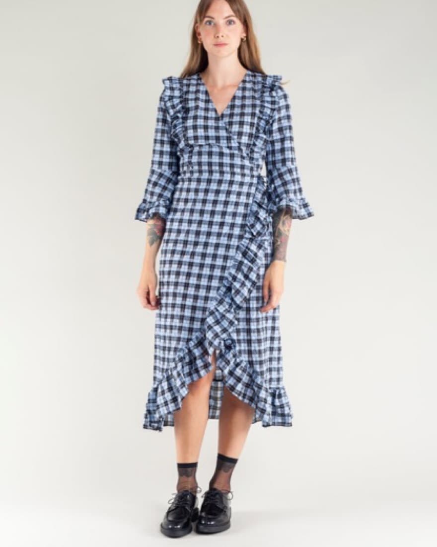 Checkered Ganni Wrap Dress  - Image 2