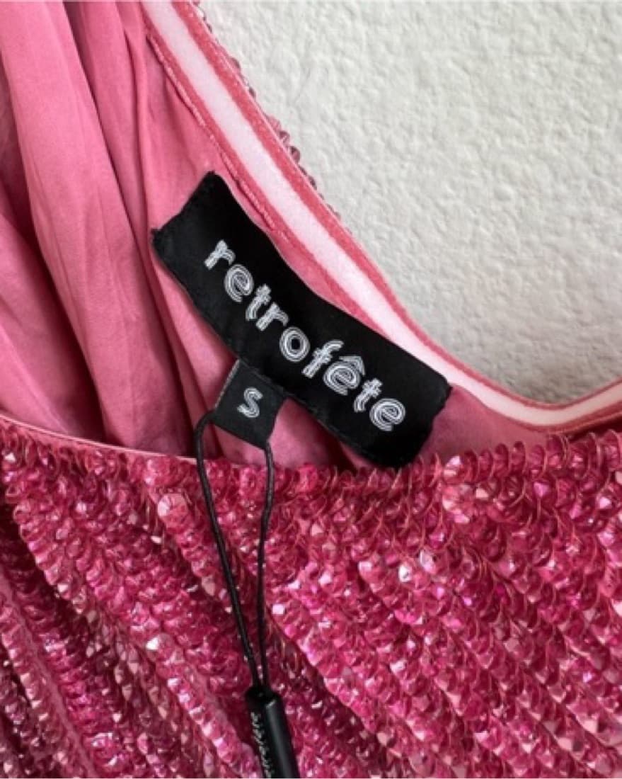 Retrofete ‘Ella’ One Shoulder Pink Dress - Image 5