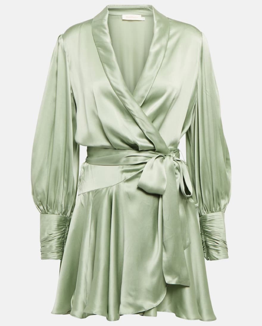 Green Zimmerman Silk Wrap Dress - Image 4