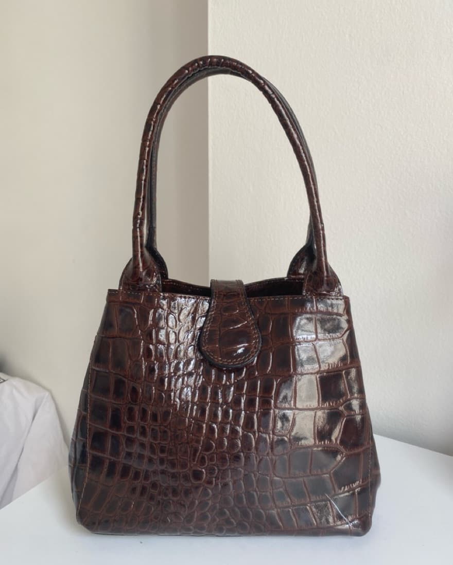 Brown Croc Verra Pelle Shoulder Bag - Image 2