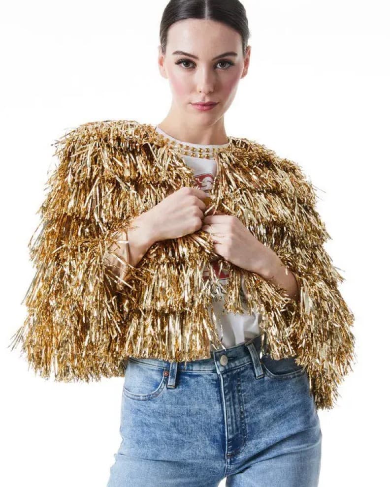 Alice and Olivia Gold Tinsel Jacket - Image 3