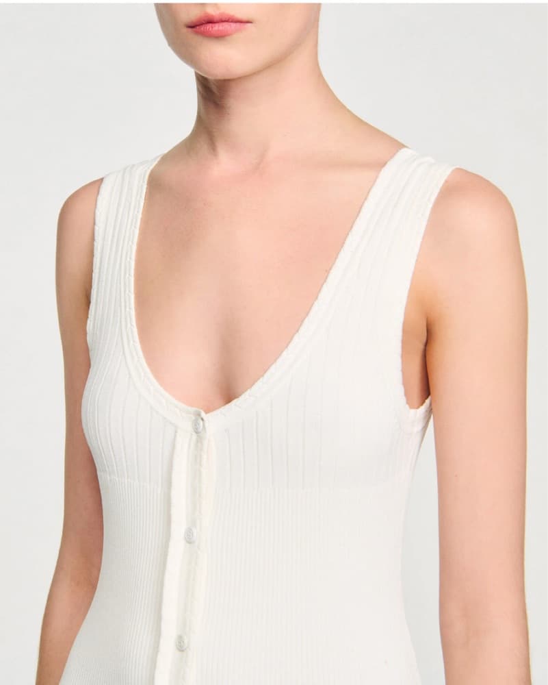 SANDRO Maxi Knit Dress In Ecru/White - Image 5