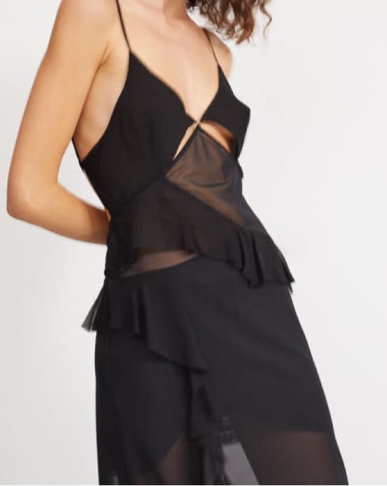 Aurelie Strap Frill Maxi Dress in Black - Image 5