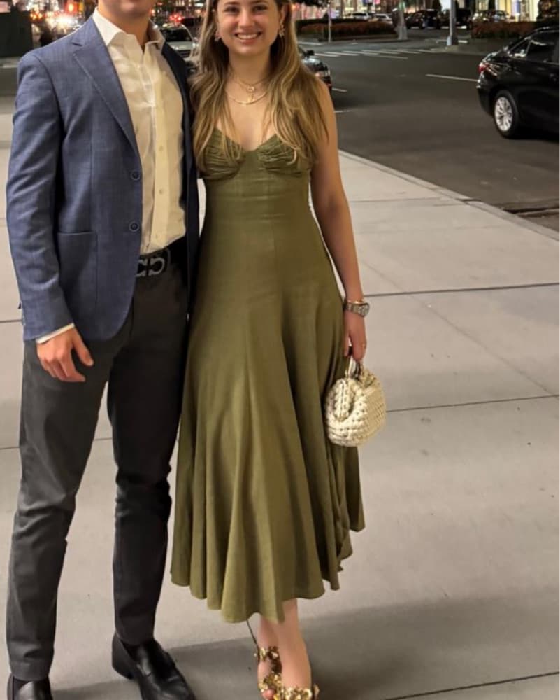 DVF Olive Green Linen Midi Dress - Image 4