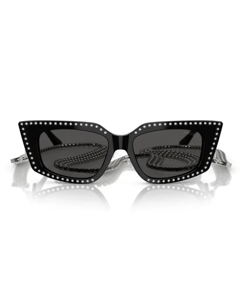 Studded Black Sunglasses with Rhinestone Accents - Image 1