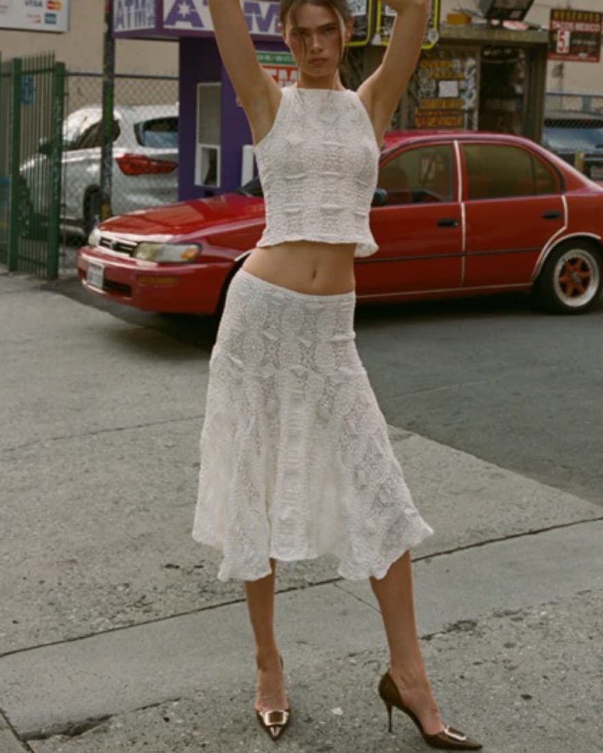With Jean Midi Lace Skirt - Image 1
