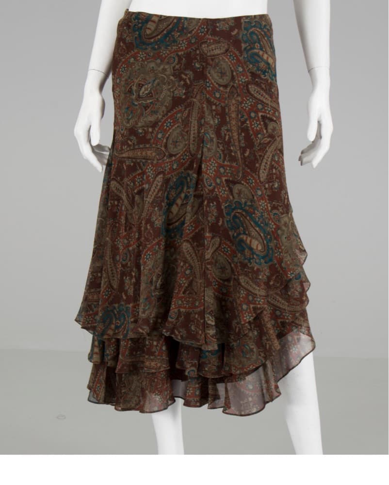 Ralph Lauren Paisley Ruffle Midi Skirt - Image 1