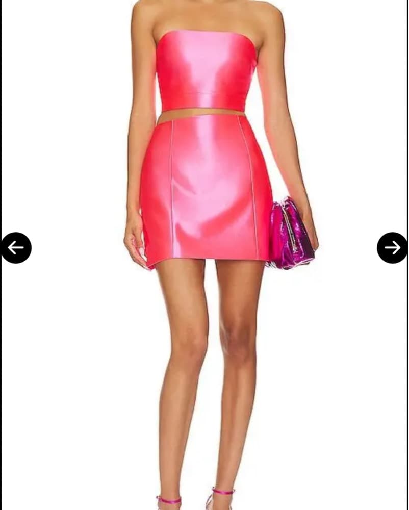 MILLY Oliviana Top & Skirt in Neon Pink - Image 1