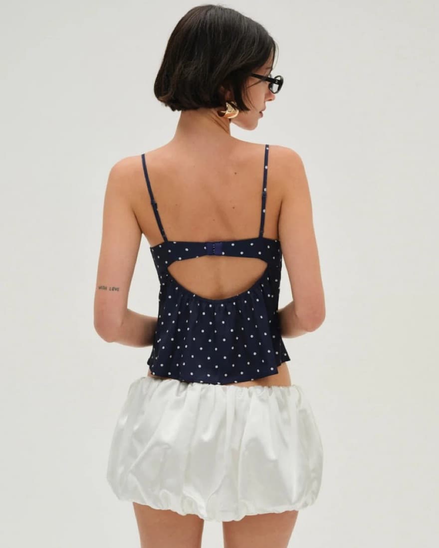 Polka Dot Babydoll Top with Ruffle Trim - Image 2