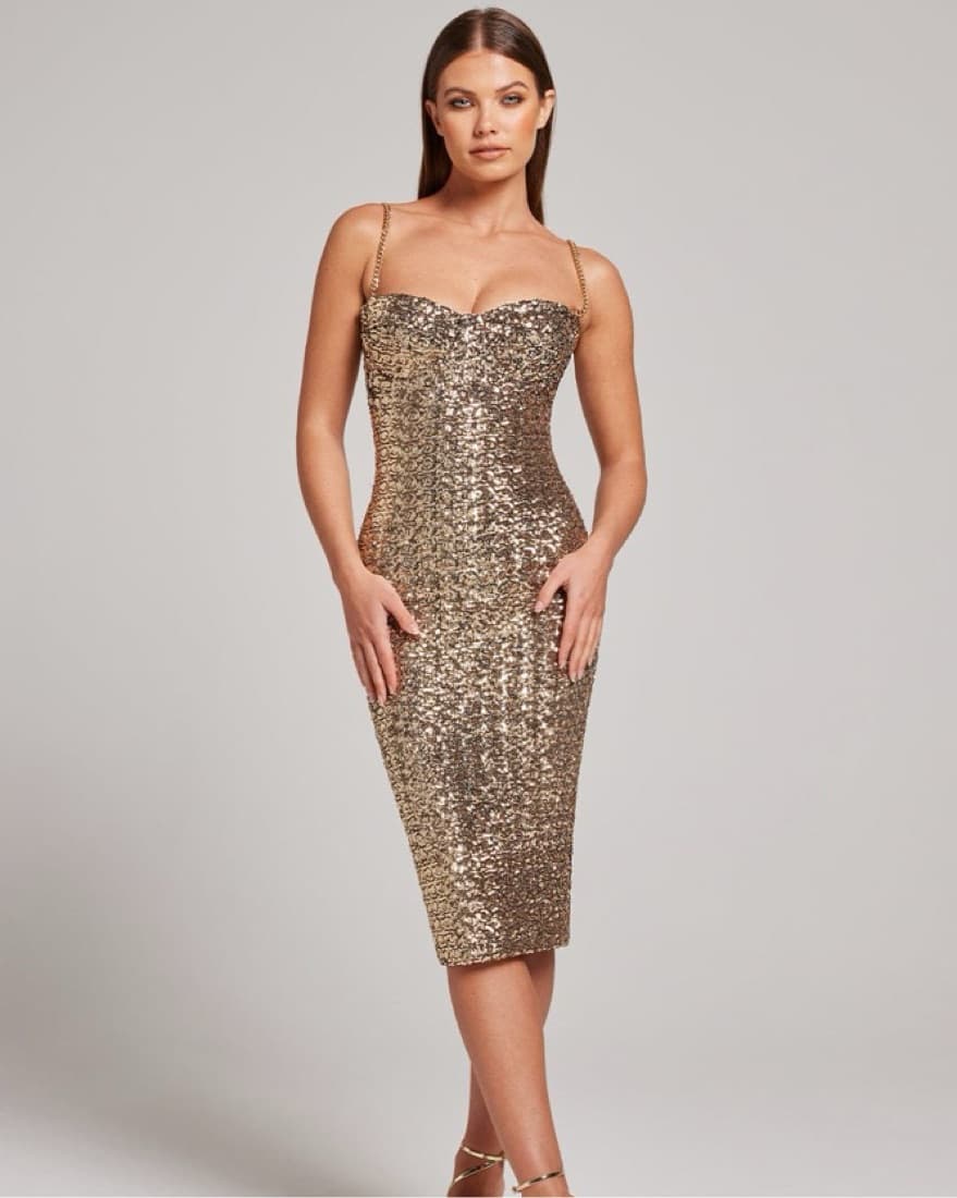 Nadine Merabi Nina Gold Dress - Image 1