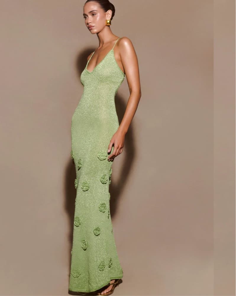 Shimmering Green Maxi Dress - Image 4