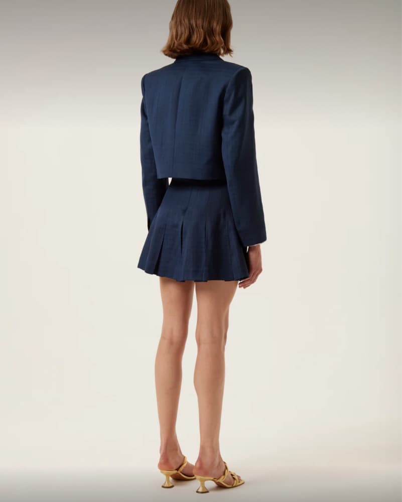 Navy Pleated Skirt Suit - Image 2