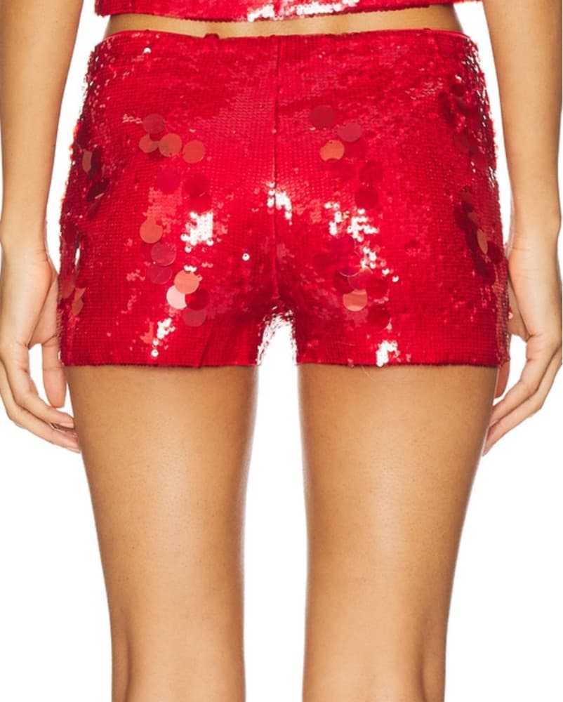 GUIZIO Paillette Short in Candy Apple - Image 3