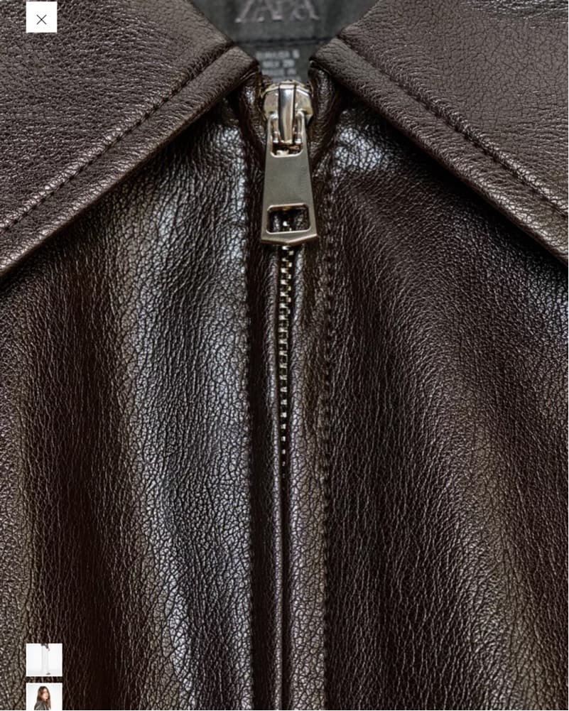 Brown Faux Leather Bomber Jacket  - Image 6