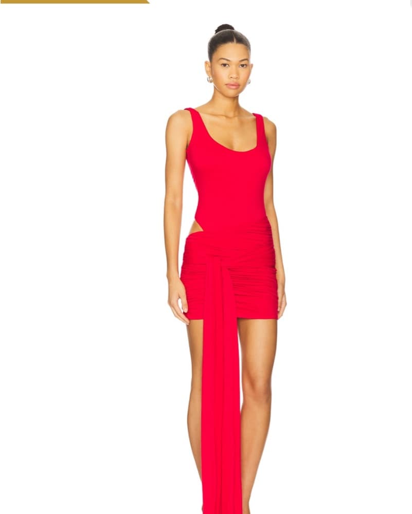 Stunning Red Ruched Mini Dress - Image 3