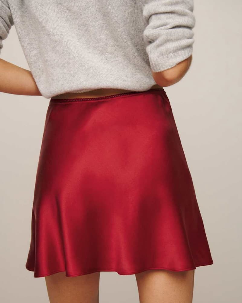 Reformation Red Silk Skirt - Image 3