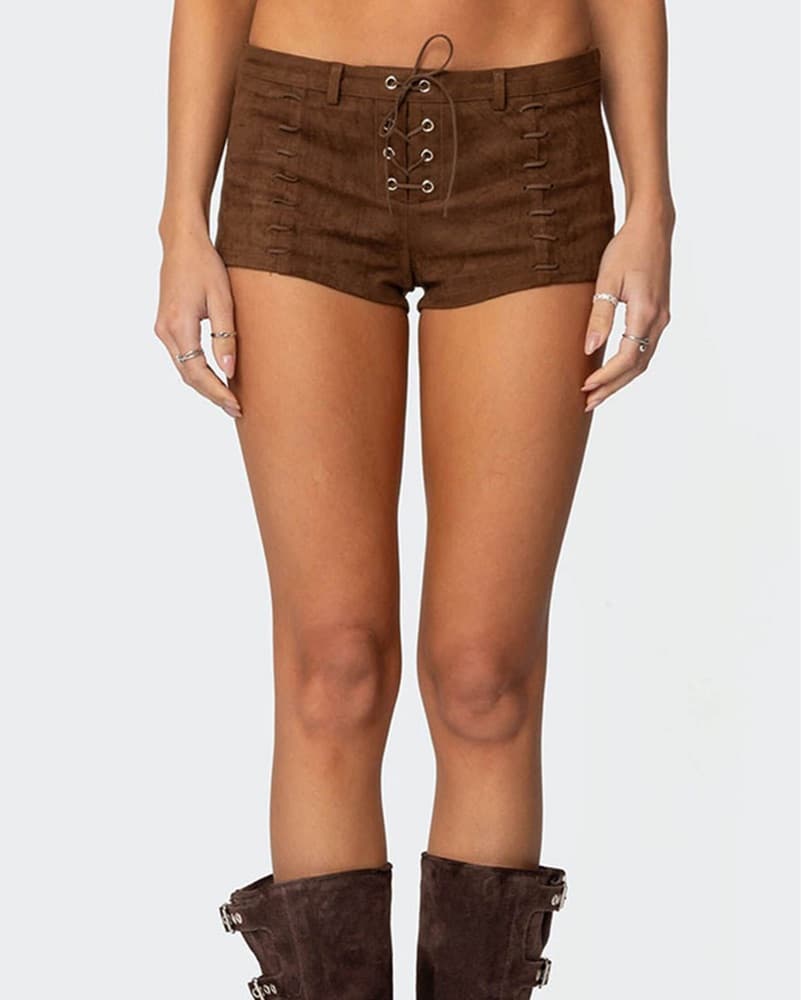 Brown Suede Shorts - Image 2