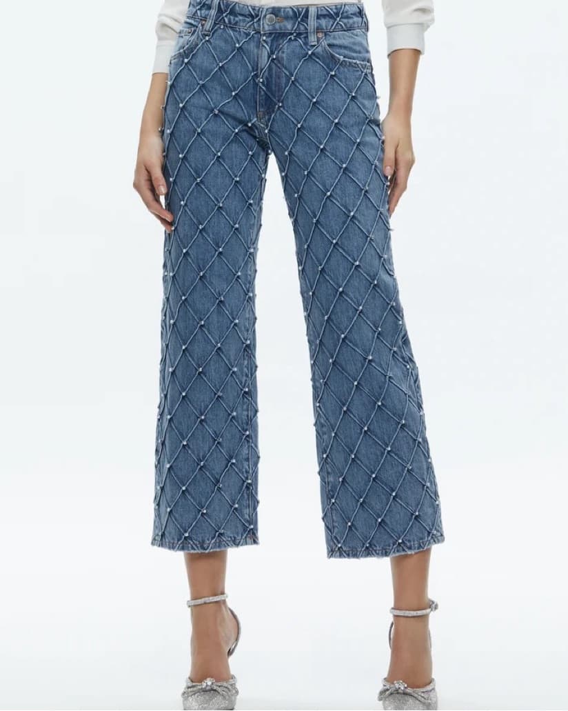 Alice + Olivia Embellished Jeans - Image 1