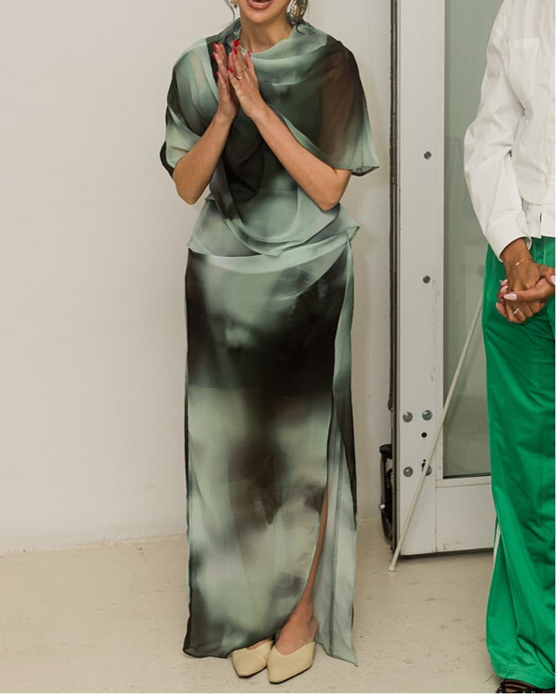 Green drape Maxi dress - Image 2