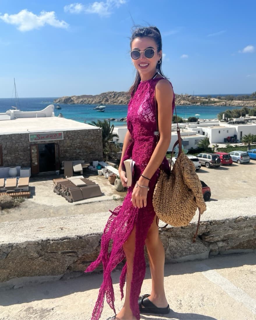 Zara Fuschia Textured Lace Long Dress - Image 3