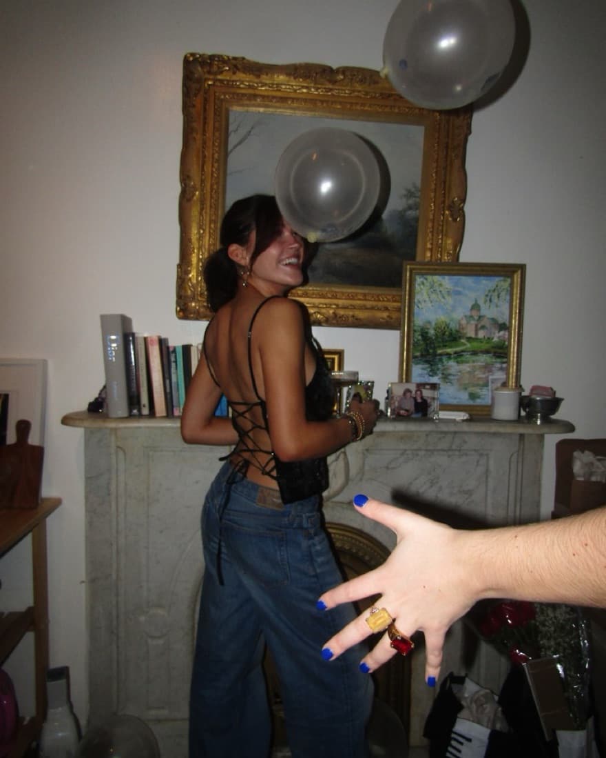 Blue and Black Sequin Cami With Tie Back - Image 6