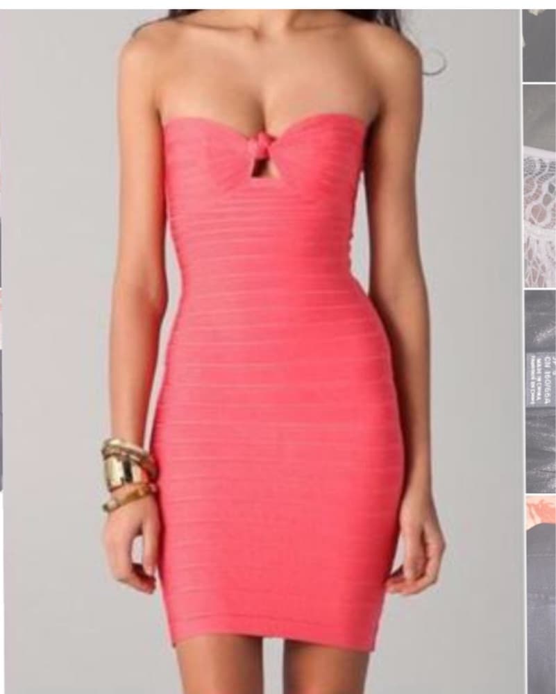 Herve leger Strapless Pink Dress - Image 1