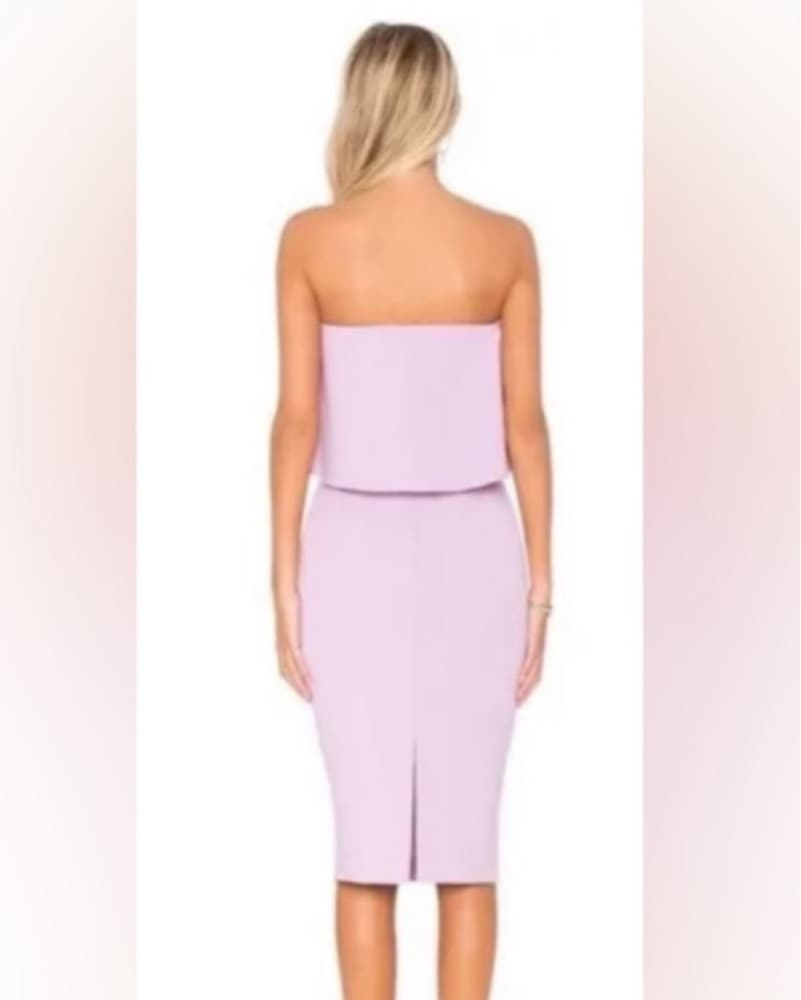Chic Lavender Strapless Midi Dress - Image 3