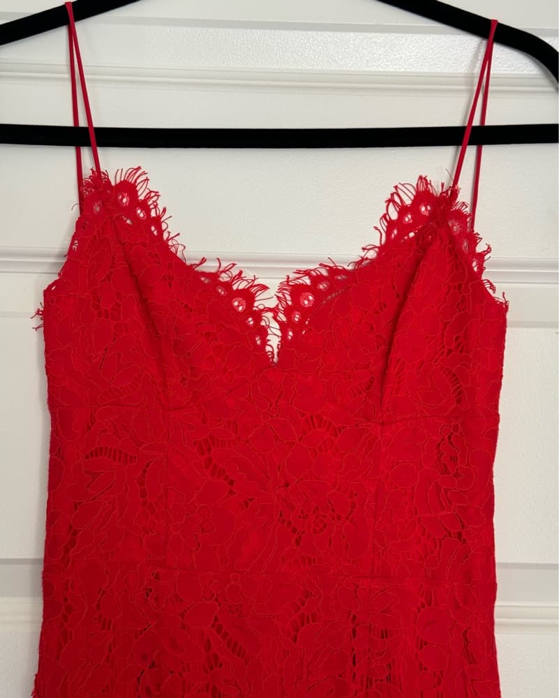 Fame And Partners Everett Red Lace Gown - Image 1