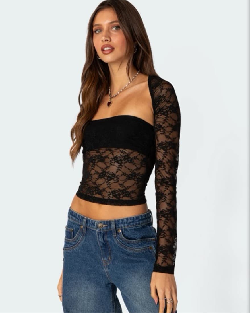 ADDISON SHEER LACE TWO PIECE TOP  - Image 2