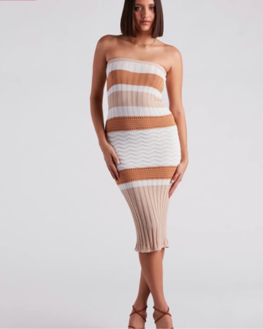 Striped Midi Sweater Dress - Image 1